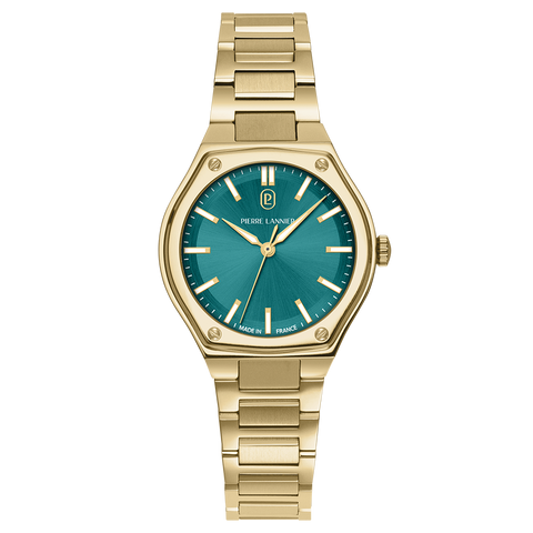 Pierre Lannier COPILOTE 016P572 | Montre Femme Dorée Verte