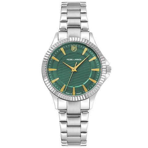 Montre Femme METROPOLITAIN Argenté Cadran Vert Bracelet Acier Argenté 16 MM Réf 017G671