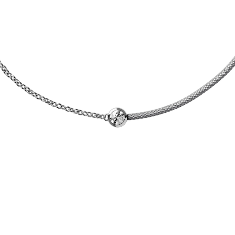 Bracelet ICE Jewellery Diamond Half Chain Grey 021084 – Cordon Gris & Chaîne Dorée avec Véritable Diamant 0.05 ct