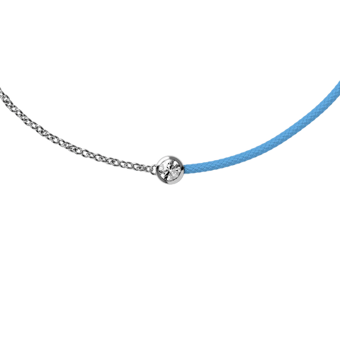 Bracelet ICE Jewellery Diamond Half Chain Blue 021087 â Cordon Bleu & ChaĂźne DorĂ©e avec VĂ©ritable Diamant 0.05 ct