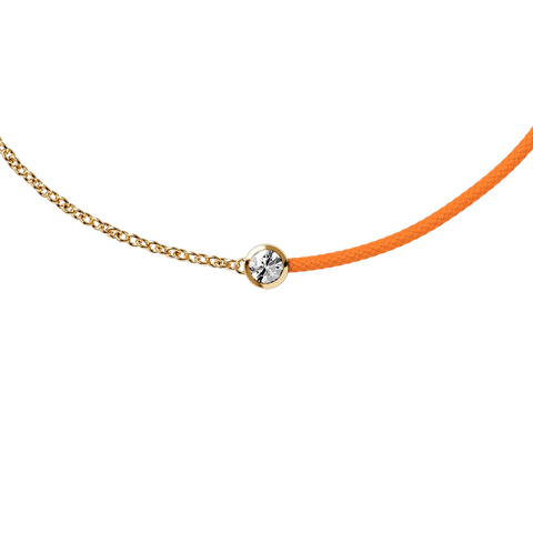 Bracelet ICE Jewellery Diamond Half Chain Orange 021090 – Cordon Orange & Chaîne Dorée avec Véritable Diamant