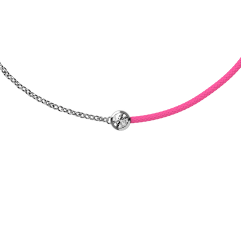 Bracelet ICE Jewellery Diamond Half Chain Pink 021092 – Cordon Rose & Chaîne Dorée avec Véritable Diamant 0.05 ct