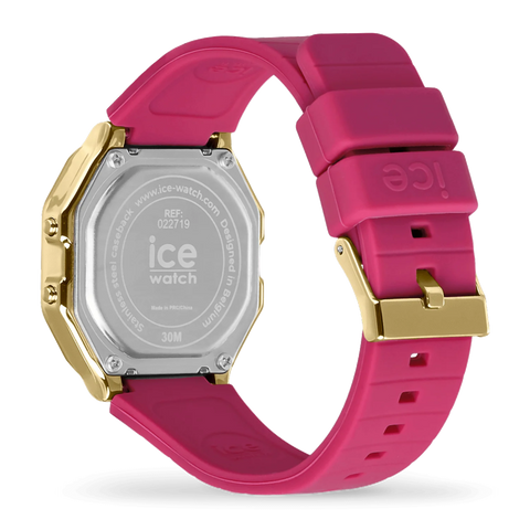Montre ICE Digit Retro Fuchsia Sunkissed Small 022719 – Digital Rose Fluo & Doré 32mm