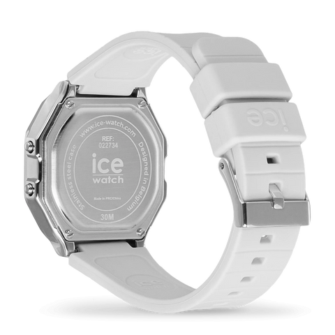 Montre ICE Digit Retro Metal Silver Mirror White Small 022734 – Digital Blanc & Argent Miroir 32mm