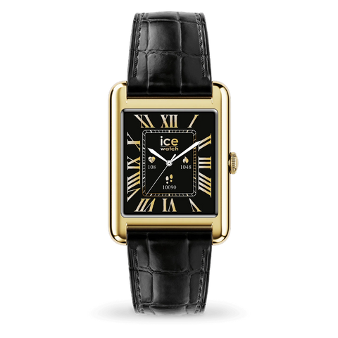 Montre connectée ICE smart TKS 2.0 – Réf. 025285 – Rectangulaire 1.41’’ AMOLED – Gold Black – Bracelet cuir alligator