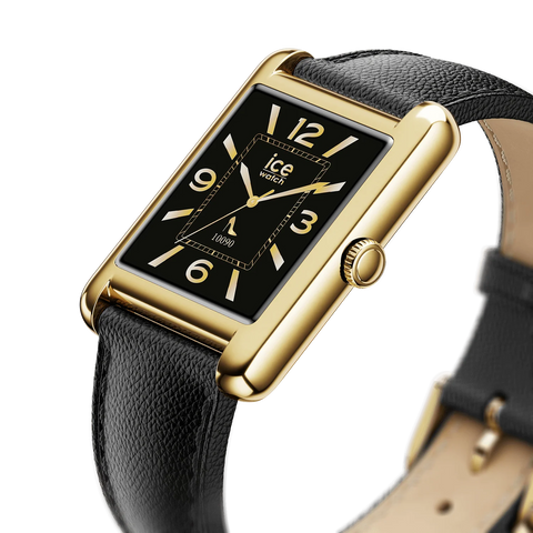 Montre connectée ICE smart TKS 2.0 – Réf. 025286 – Rectangulaire 1.41’’ AMOLED – Gold Black – Bracelet cuir lisse