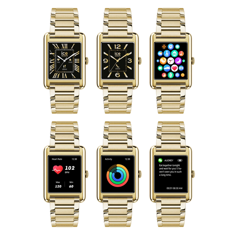Montre Connectée ICE smart TKS 2.0 Gold 025287 – Écran AMOLED 1.41 – Bracelet Acier Doré – Appels Bluetooth – Étanche IP68