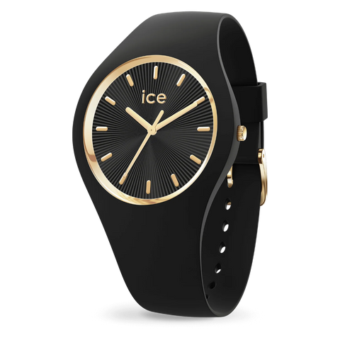 Montre Ice-Watch ICE Champagne 025257 – Black – 37 mm – Bracelet Silicone Noir – Détails Dorés – Étanche 10 ATM