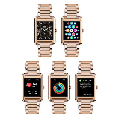 Montre Connectée ICE smart TKS 2.0 Rose-Gold 025384 – Écran AMOLED 1.41 – Bracelet Acier – Appels Bluetooth – IP68