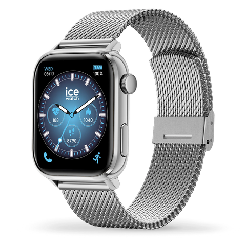 ICE smart 3.0 Rectangulaire 1.78 Silver Milanese – GPS & Strava – Réf. 025803