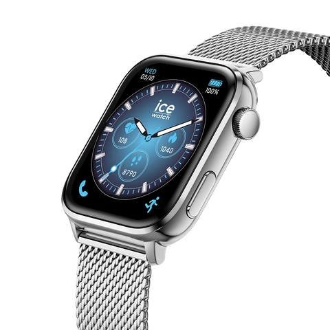 ICE smart 3.0 Rectangulaire 1.78 Silver Milanese – GPS & Strava – Réf. 025803