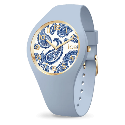 ICE flower Blue Aura – Montre femme ICE-WATCH bleue florale