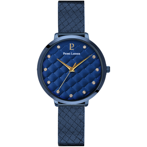 Montre Femme Pierre Lannier Grace 030M869 – Cadran Bleu, Bracelet Acier Milanais Bleu Élégant