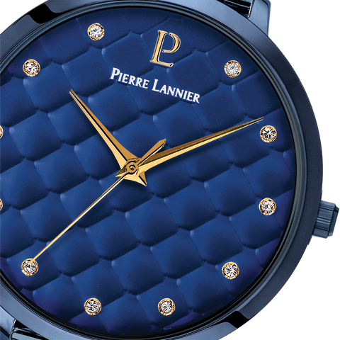 Montre Femme Pierre Lannier Grace 030M869 – Cadran Bleu, Bracelet Acier Milanais Bleu Élégant