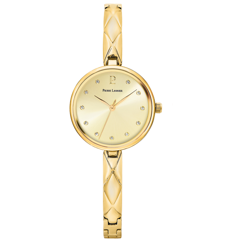 Montre Femme Pierre Lannier Leia 043L542 – Cadran Doré, Bracelet Acier Doré Élégant