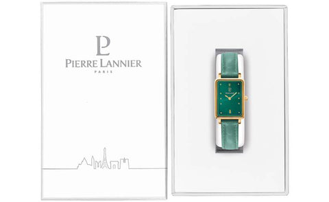 PIERRE LANNIER ARIANE - Cadran vert - Bracelet vert - Boitier Doré