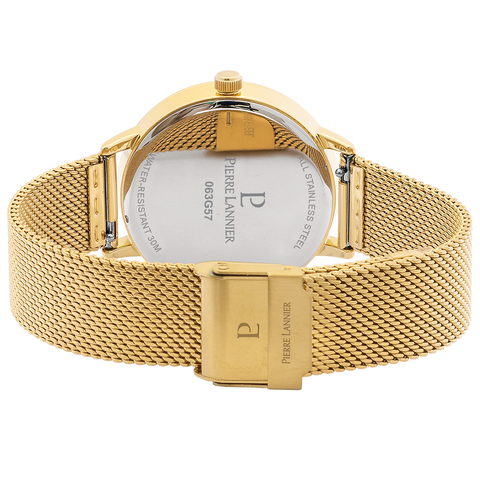 Montre Femme Pierre Lannier TALLIA 063G572 – Dorée – Cadran Vert Floral – Bracelet Milanais Acier 16 mm – Fabriquée en France