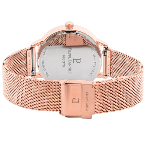 Montre Femme Pierre Lannier Tallia 063G758 – Cadran Violet, Bracelet Acier Milanais Doré-Rose 32mm