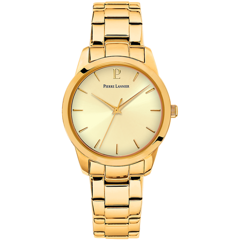 Montre Pierre Lannier Roxane 067M542 – Femme – Cadran Doré & Bracelet Acier Doré – Élégance intemporelle
