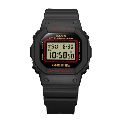 Montre G-SHOCK DW-5600INI-1ER Andrés Iniesta – Édition Limitée, Résine Bio, Rétroéclairage LED, Étanche 200M