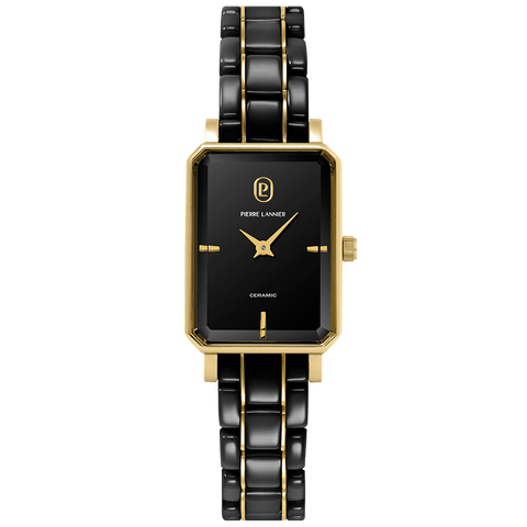Pierre Lannier ARIANE 085L839 – Montre Femme Noir & Or Céramique Rectangulaire
