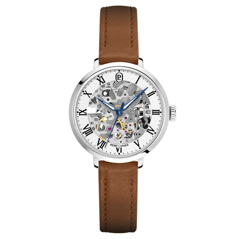 Pierre Lannier AUTOMATIC 137H604 – Montre Femme Automatique Squelette Cuir Camel