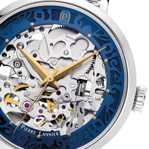 Montre Femme AUTOMATIC Argenté Cadran Bleu Bracelet Acier Argenté 14 MM Réf 141K661