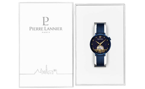 PIERRE LANNIER AUSTRALE cadran beu bracelet bleu milanais