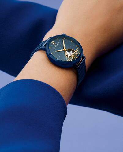 PIERRE LANNIER AUSTRALE cadran beu bracelet bleu milanais