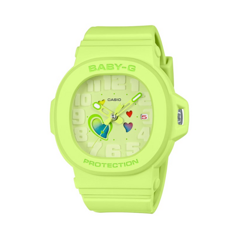 Montre CASIO BABY-G BGA-10-3AER – Série Playful Hearts | Vert Menthe, Cadran à Cœurs Changeants, Étanche 100M & Résistante aux Chocs