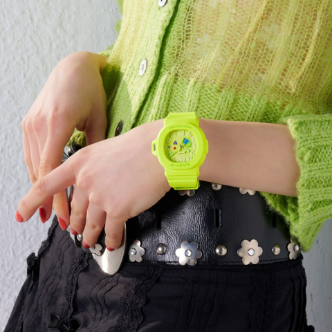 Montre CASIO BABY-G BGA-10-3AER – Série Playful Hearts | Vert Menthe, Cadran à Cœurs Changeants, Étanche 100M & Résistante aux Chocs