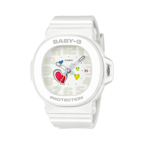 Montre CASIO BABY-G BGA-10-7AER – Playful Hearts Series | Blanc Mat, Cadran à Cœurs Changeants, Étanche 100M & Résistante aux Chocs