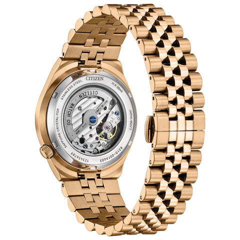 Montre Citizen Tsuyosa 60 Automatique 40 mm – Réf. NK0023-57L – Acier Doré Rose, Cadran Bleu Cendré, Verre Saphir, Réserve 60 h