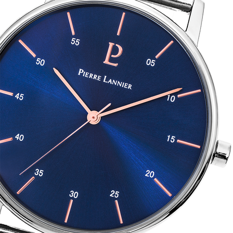 Montre Homme Pierre Lannier Cityline 202J168 – Cadran Bleu, Bracelet Acier Milanais Argenté 39mm