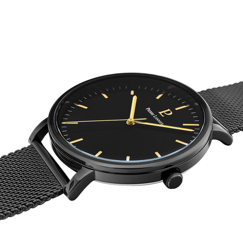 Coffret Homme ESSENTIAL Cadran Noir Bracelet Cuir Brun 388C439