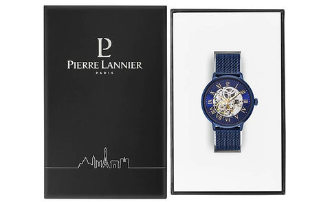 PIERRE LANNIER AUTOMATIC squelette boîte et bracelet bleu
