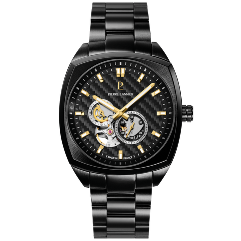 Pierre Lannier Arcadius 329G439 – Montre Homme Automatique Noir – Cadran Cœur Ouvert – Bracelet Acier Noir