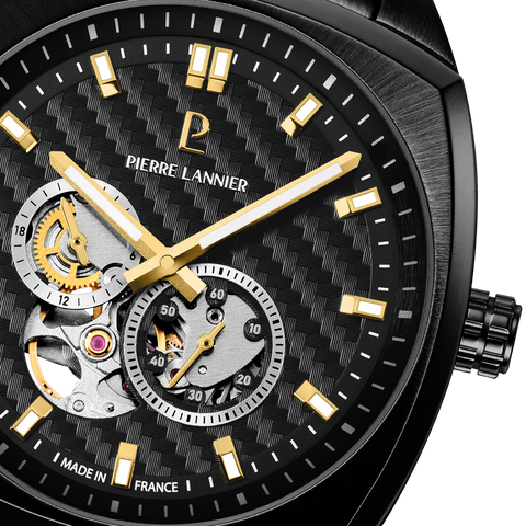 Pierre Lannier Arcadius 329G439 – Montre Homme Automatique Noir – Cadran Cœur Ouvert – Bracelet Acier Noir
