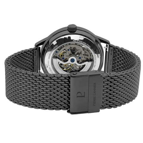Montre Homme Pierre Lannier PADDOCK 338A459 – Automatique, Cadran Squelette Noir & Accents Orange