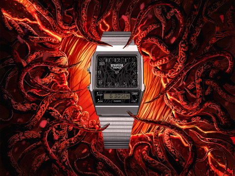 Montre CASIO x Stranger Things AQ-800EST-1AER – Édition Limitée – Série Vintage – Collaboration Netflix – Double affichage analogique & digital