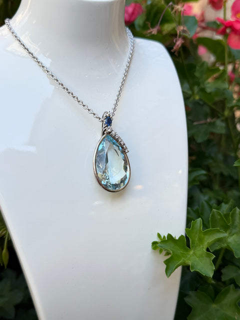 Collier Joaillerie Aigue Marine Diamants Saphir