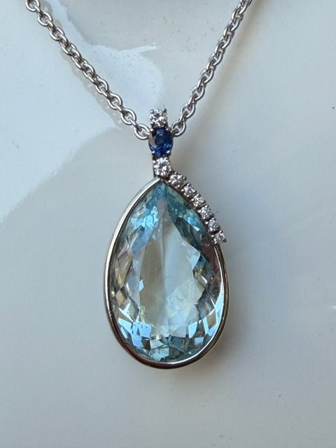 Collier Joaillerie Aigue Marine Diamants Saphir
