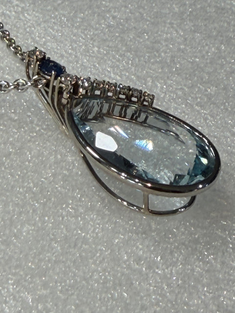 Collier Joaillerie Aigue Marine Diamants Saphir