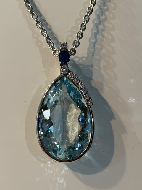 Collier Joaillerie Aigue Marine Diamants Saphir