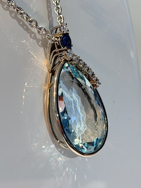 Collier Joaillerie Aigue Marine Diamants Saphir