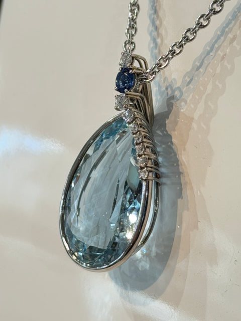 Collier Joaillerie Aigue Marine Diamants Saphir