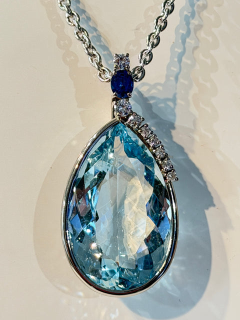 Collier Joaillerie Aigue Marine Diamants Saphir