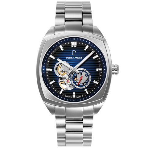 Montre Pierre Lannier Arcadius 328F161 – Homme – Automatique Cœur Ouvert – Cadran Bleu & Bracelet Acier – Fabriquée en France