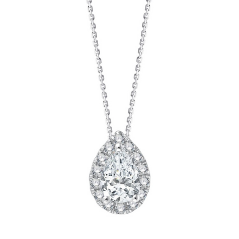 Collier Lady Eïko – Diamant de Synthèse Poire 0.60 ct & Entourage – Or 18K – 42 cm