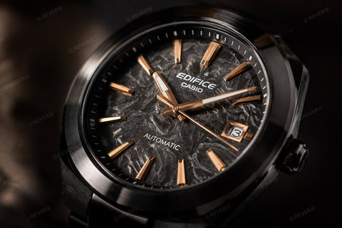 Montre Homme Casio Edifice EFK-200XPB-1AER Automatique | Boîtier & Cadran Carbone Forgé Noir et Index Or Rose